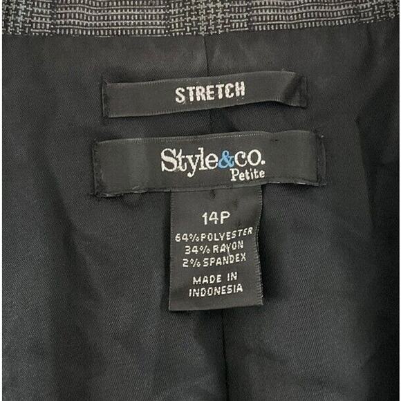 Style & Co Women's 14P Petite Gray Blazer Plaid Double Breasted Jacket Business - Picture 3 of 9